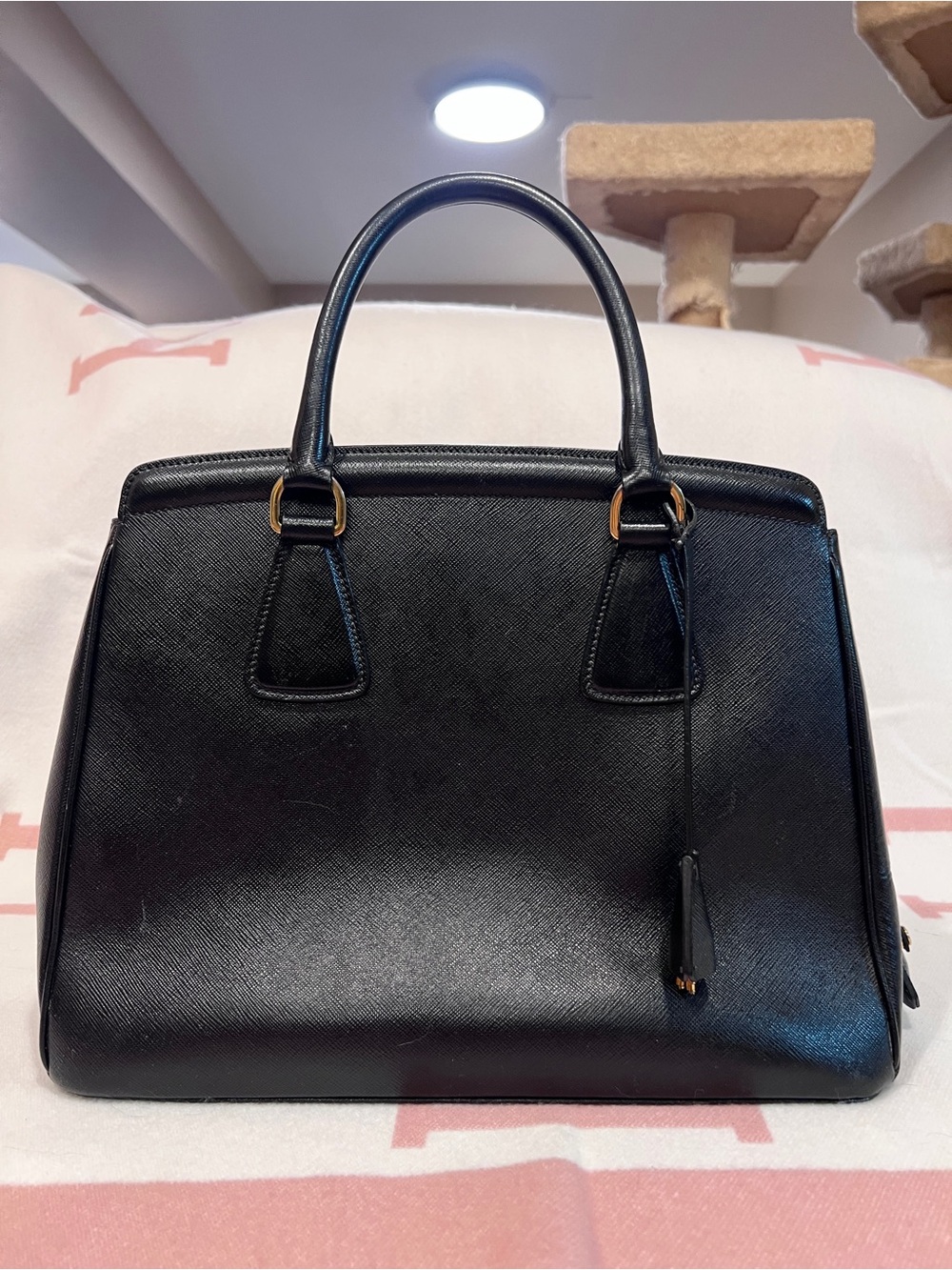 PRADA⭐️Gold Kiss lock and Key attached!Black Saffiano Satchel! Offers welcome! - Picture 6 of 16